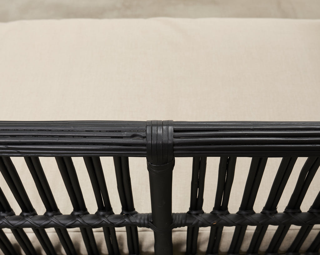 Palecek Art Deco Style Rattan Pencil Reed Settee