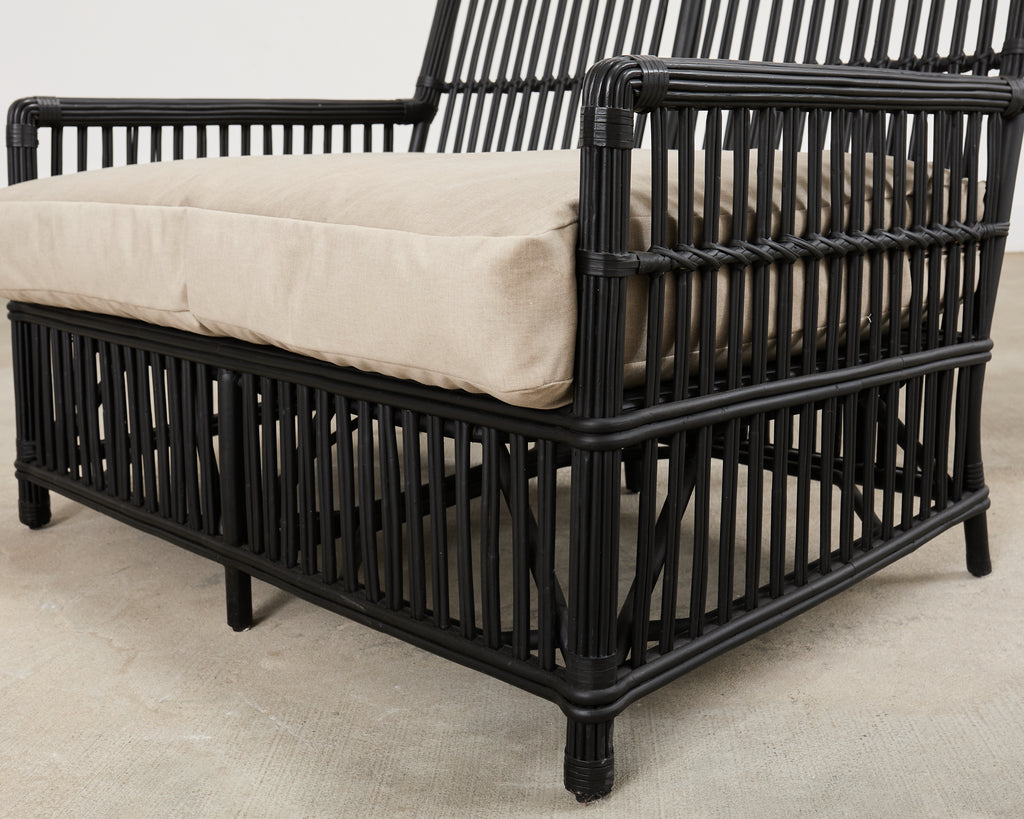 Palecek Art Deco Style Rattan Pencil Reed Settee