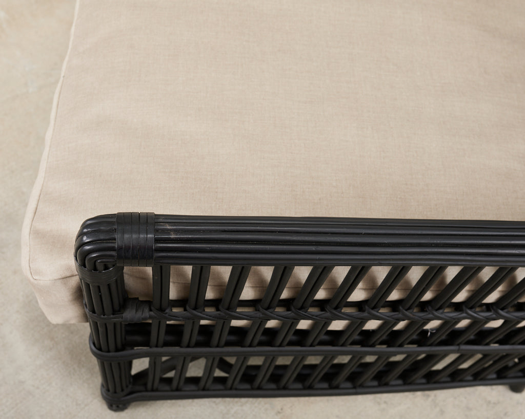 Palecek Art Deco Style Rattan Pencil Reed Settee