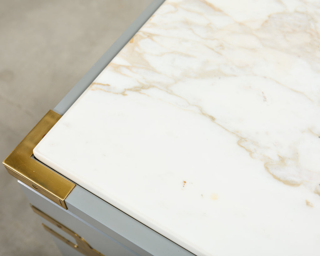 Tommi Parzinger Lacquer Marble Top Sideboard Credenza 10 Ft