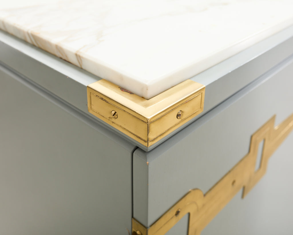 Tommi Parzinger Lacquer Marble Top Sideboard Credenza 10 Ft