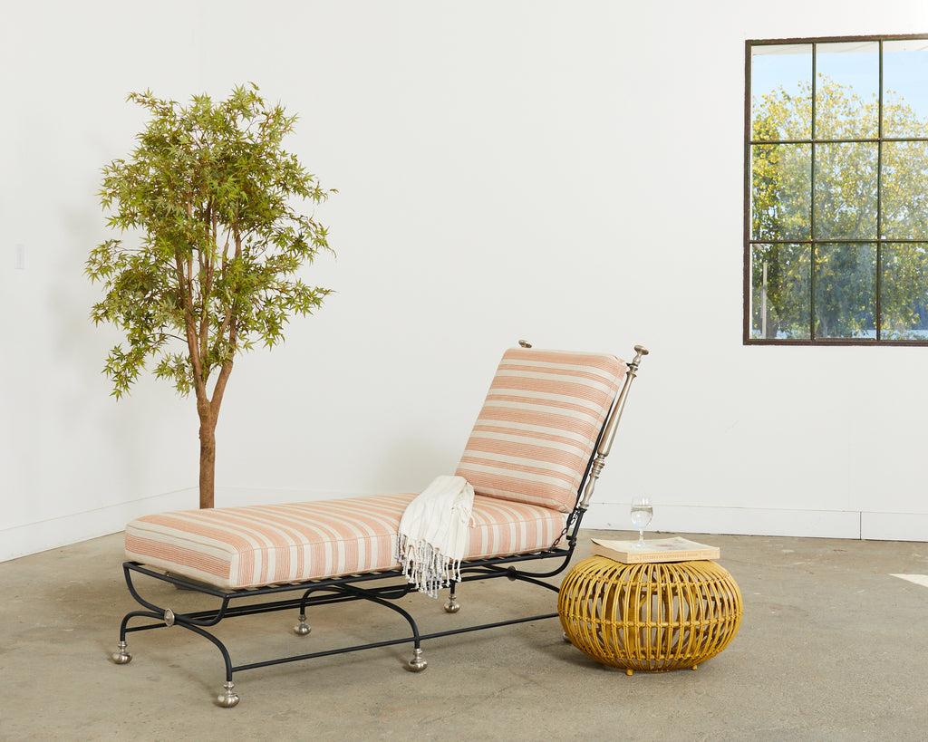 Set of Six Formations Neoclassical Style Iron Estate Chaise Longues