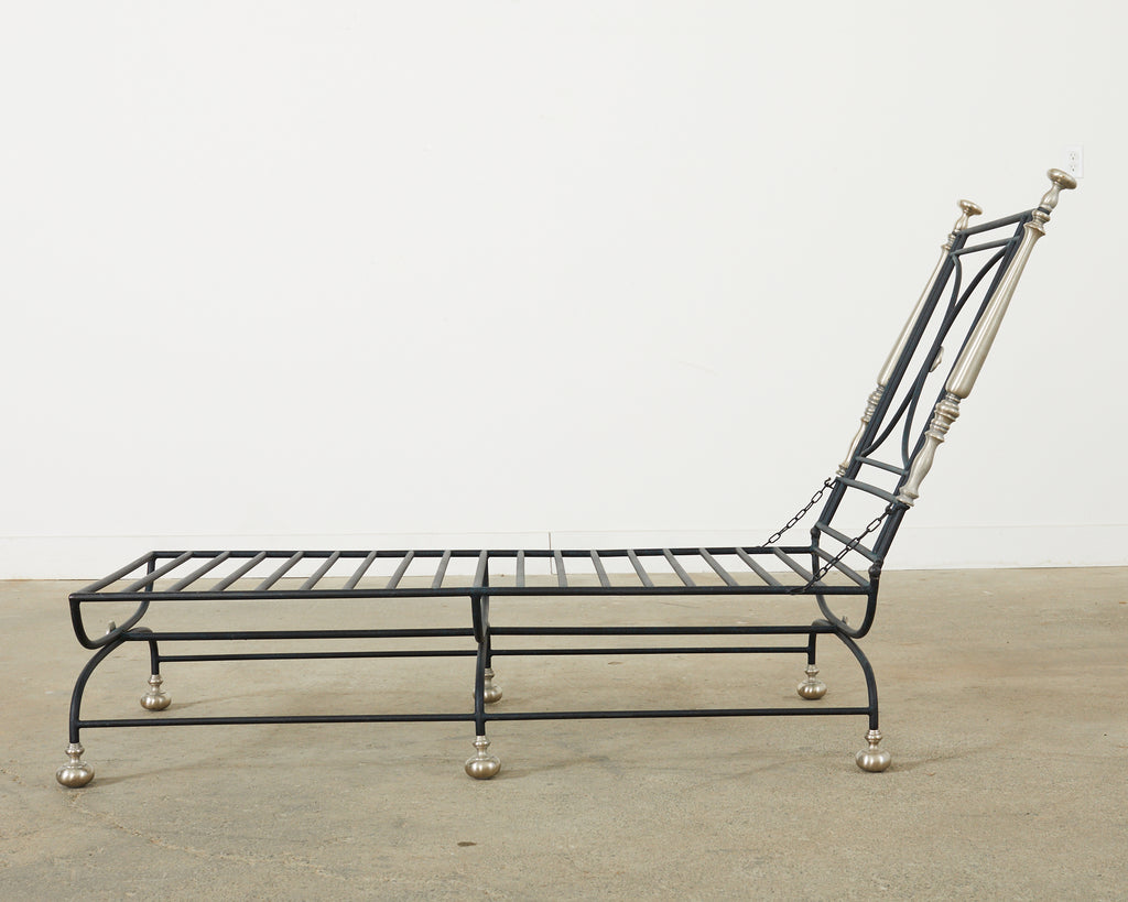 Set of Six Formations Neoclassical Style Iron Estate Chaise Longues