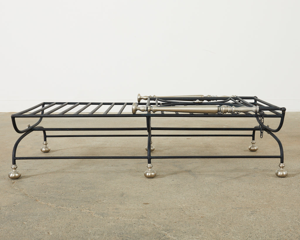 Set of Six Formations Neoclassical Style Iron Estate Chaise Longues