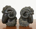 Pair of Neoclassical Style Jade Rams Head Pottery Sculptures