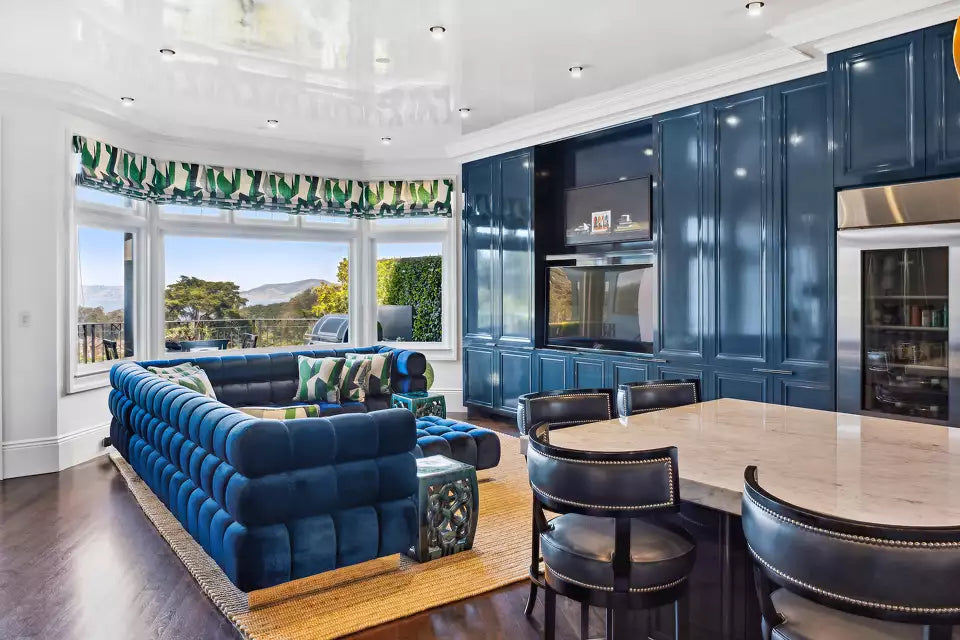 Todd Merrill Custom Sectional Sofa Ottoman Blue Velvet