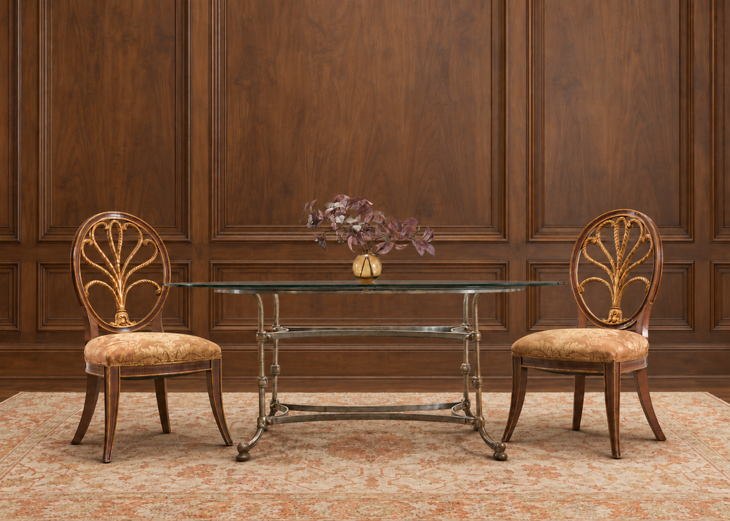 Set of Four Rose Tarlow "Feather" Dining Chairs in Fortuny