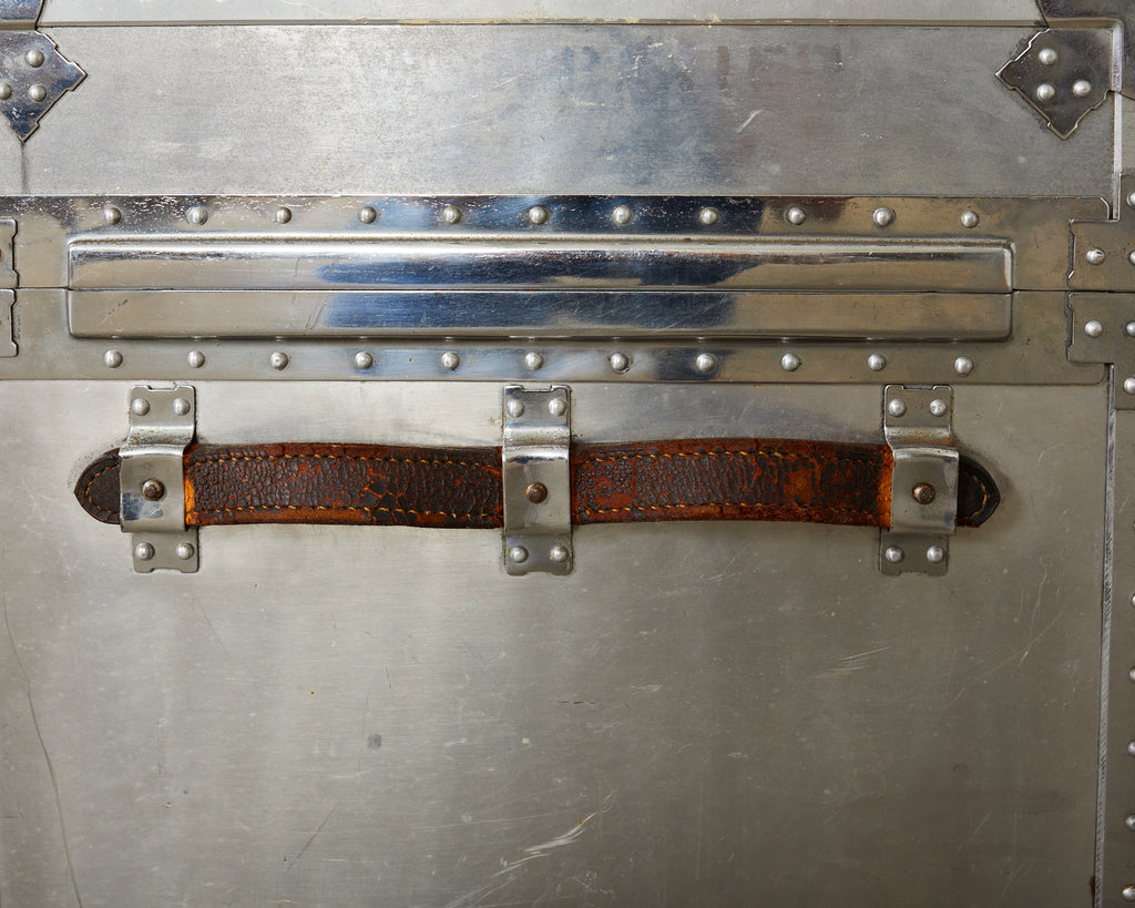 Midcentury Japanese Aluminum Steamer Travel Trunk by Kowa