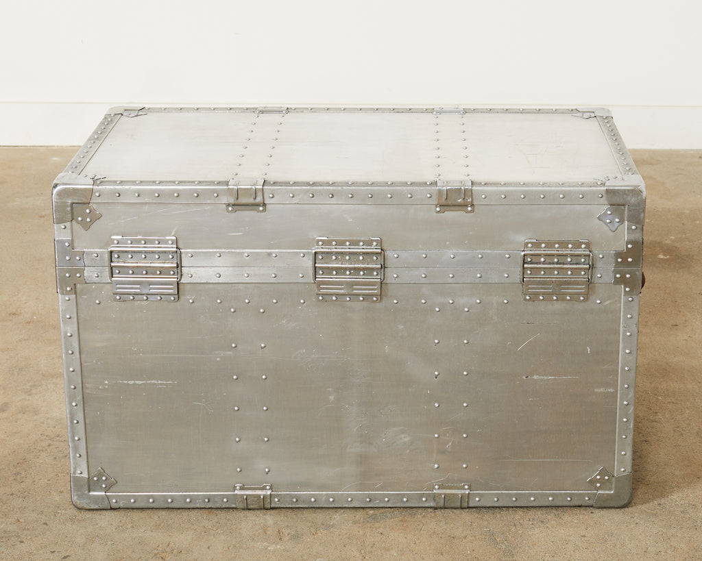 Midcentury Japanese Aluminum Steamer Travel Trunk by Kowa