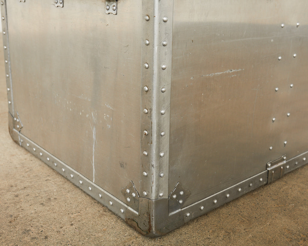 Midcentury Japanese Aluminum Steamer Travel Trunk by Kowa