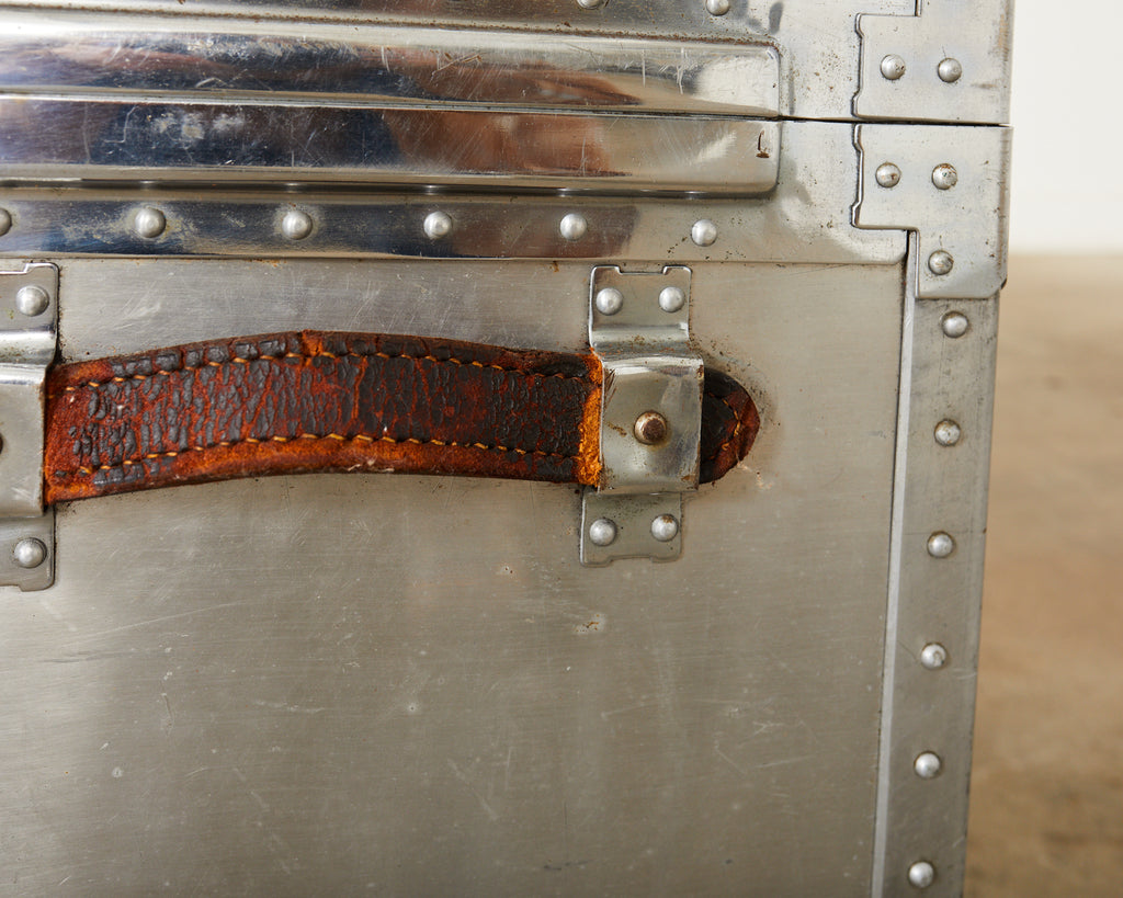 Midcentury Japanese Aluminum Steamer Travel Trunk by Kowa