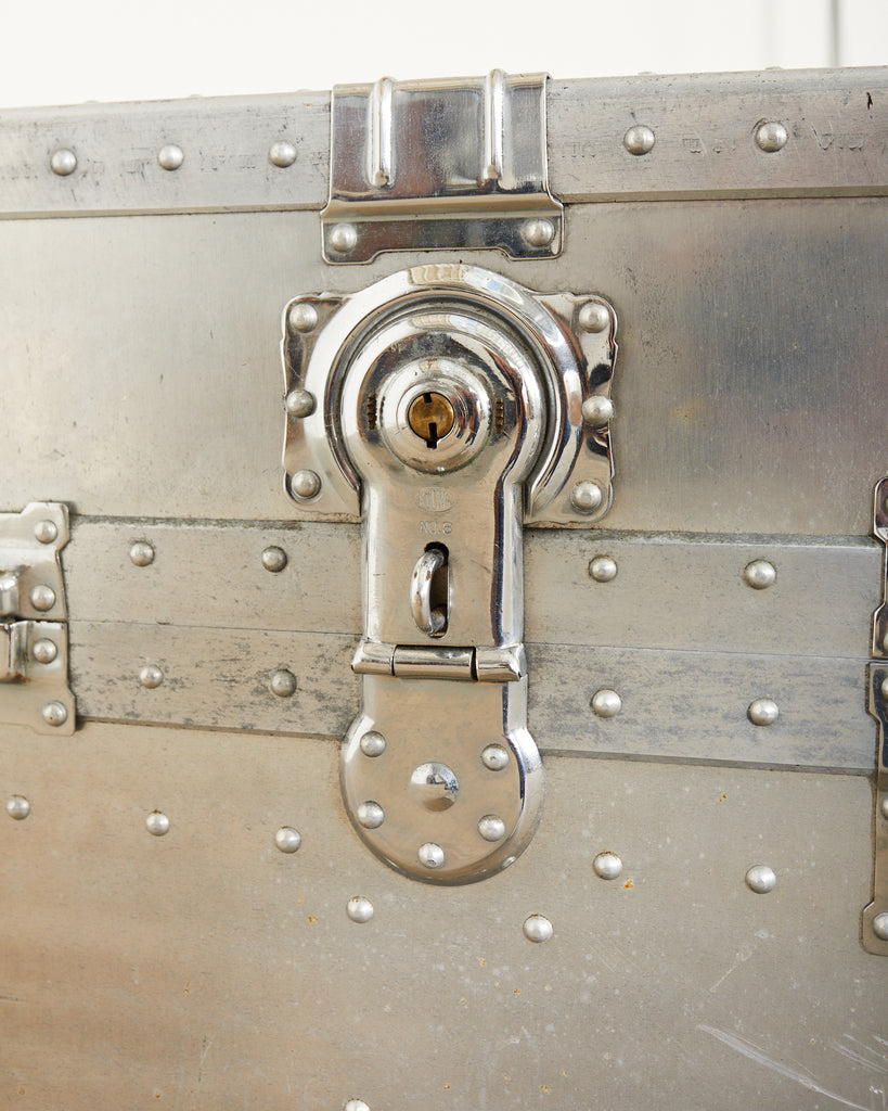 Midcentury Japanese Aluminum Steamer Travel Trunk by Kowa