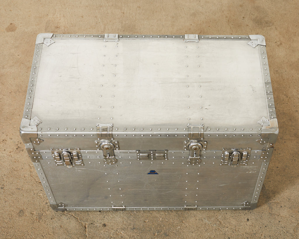 Midcentury Japanese Aluminum Steamer Travel Trunk by Kowa