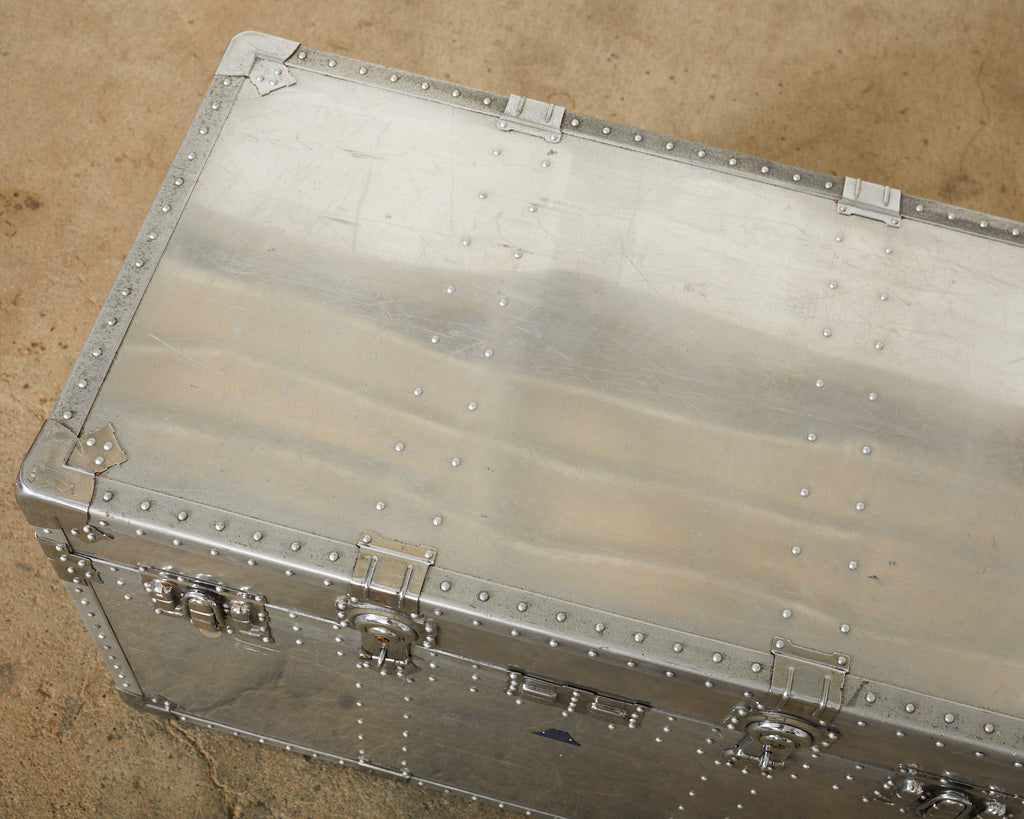 Midcentury Japanese Aluminum Steamer Travel Trunk by Kowa