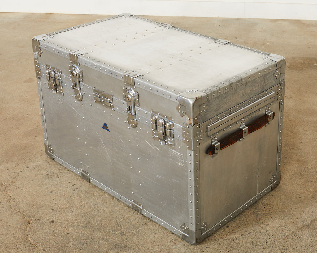 Midcentury Japanese Aluminum Steamer Travel Trunk by Kowa