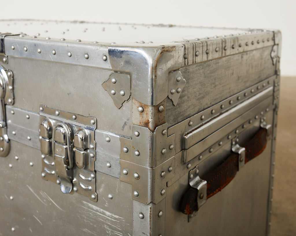 Midcentury Japanese Aluminum Steamer Travel Trunk by Kowa