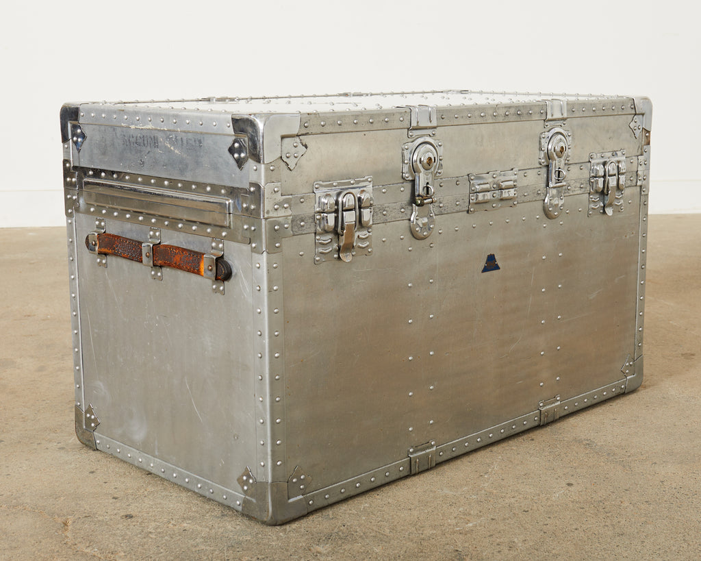 Midcentury Japanese Aluminum Steamer Travel Trunk by Kowa