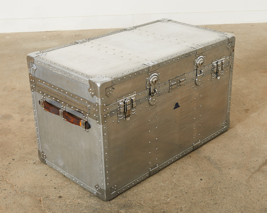 Midcentury Japanese Aluminum Steamer Travel Trunk by Kowa