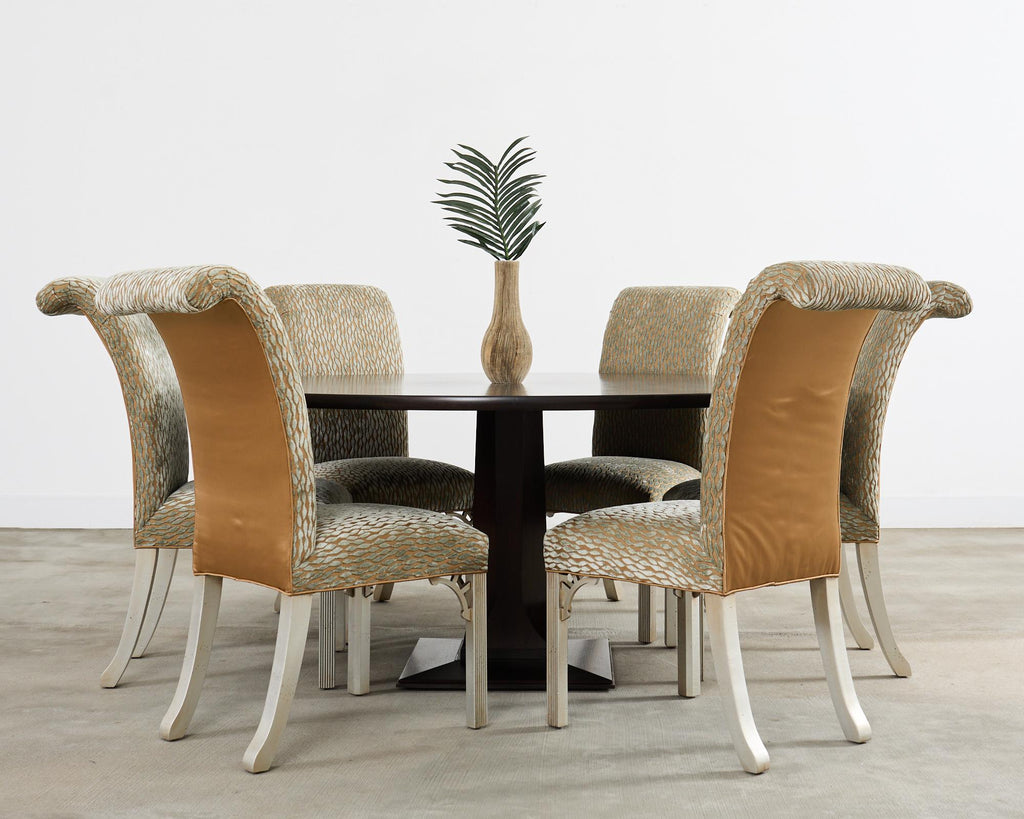 Set of Ten Parsons Dining Chairs with Pollack Fabric