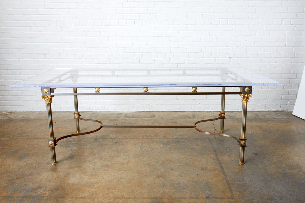 Maison Jansen Steel Brass Neoclassical Style Dining Table