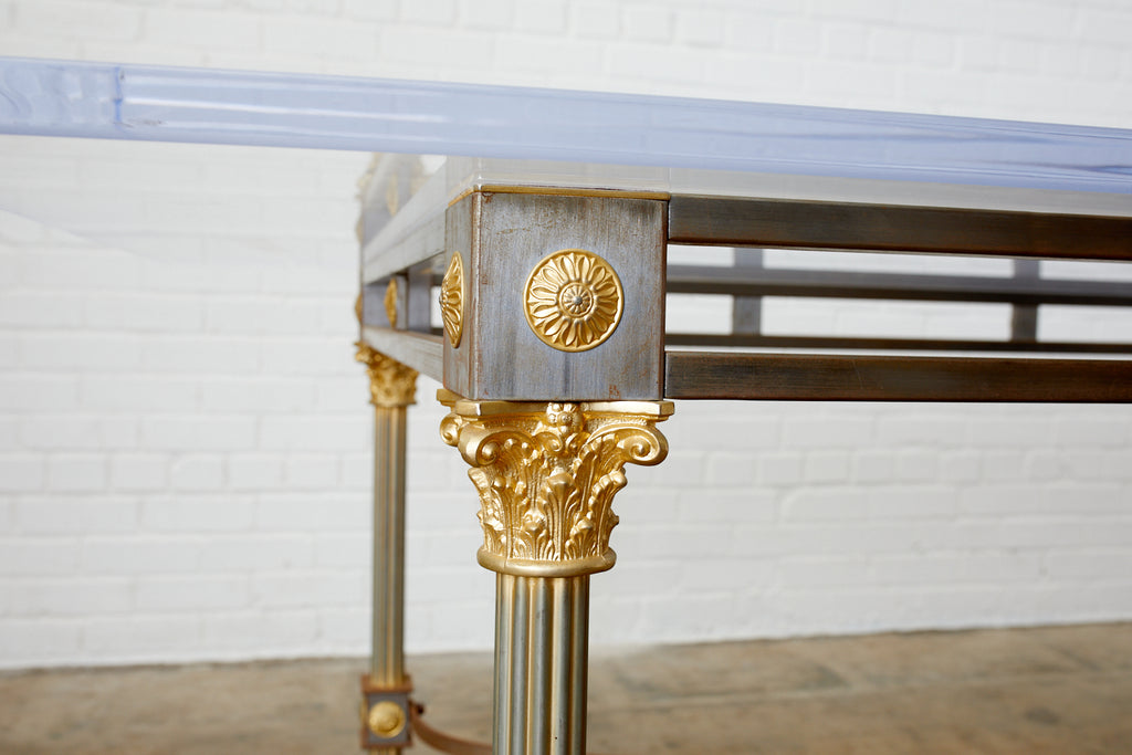 Maison Jansen Steel Brass Neoclassical Style Dining Table