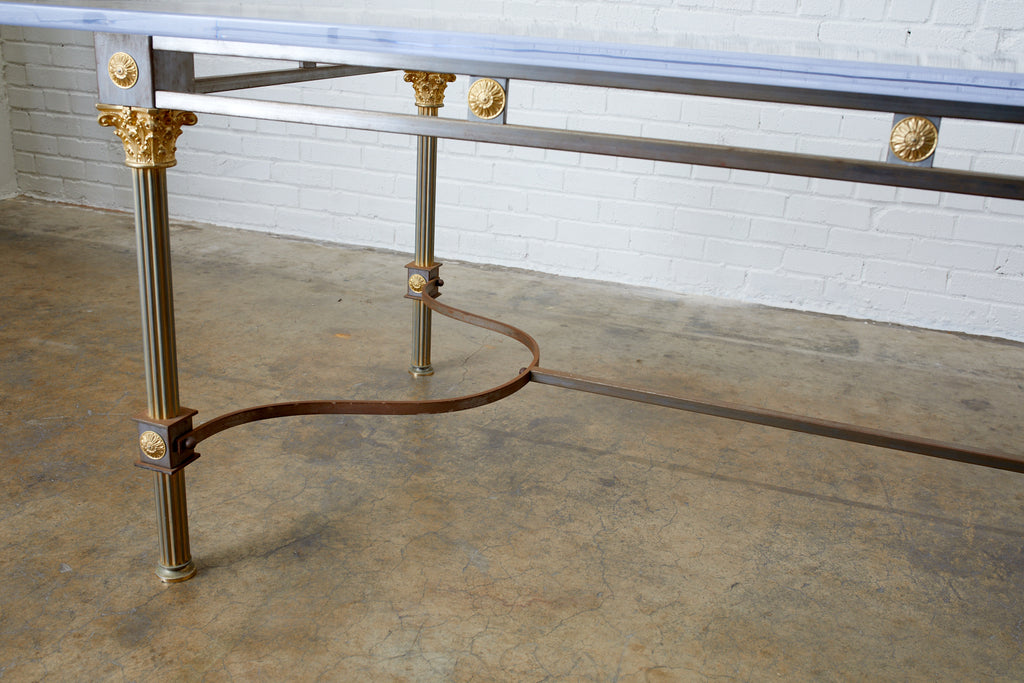 Maison Jansen Steel Brass Neoclassical Style Dining Table