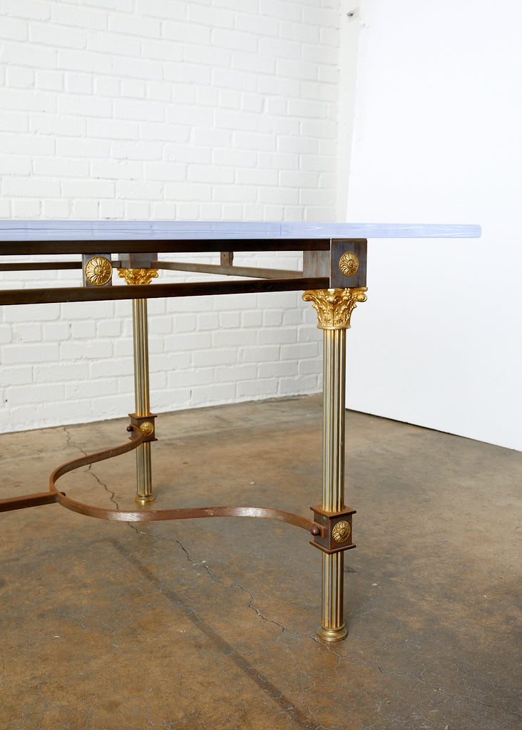 Maison Jansen Steel Brass Neoclassical Style Dining Table