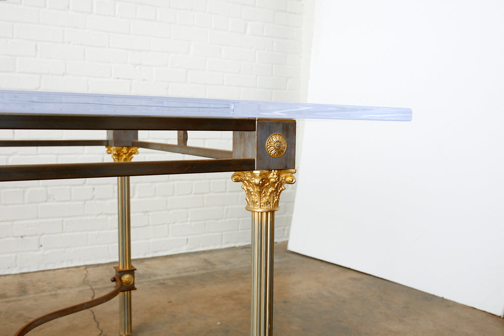 Maison Jansen Steel Brass Neoclassical Style Dining Table