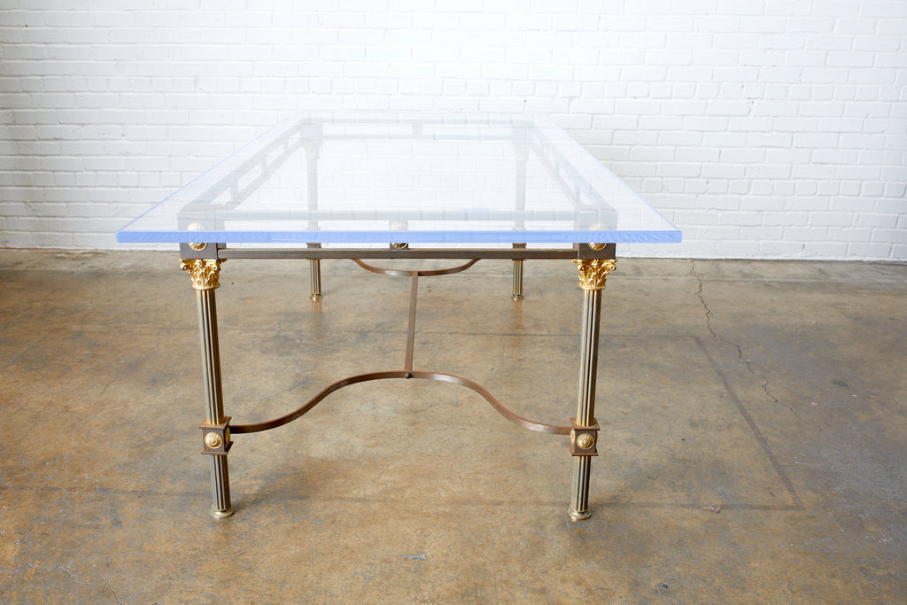 Maison Jansen Steel Brass Neoclassical Style Dining Table
