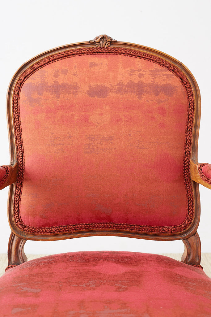 Pair of 19th Century Louis XV Carved Walnut Armchairs