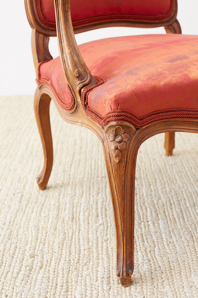 Pair of 19th Century Louis XV Carved Walnut Armchairs