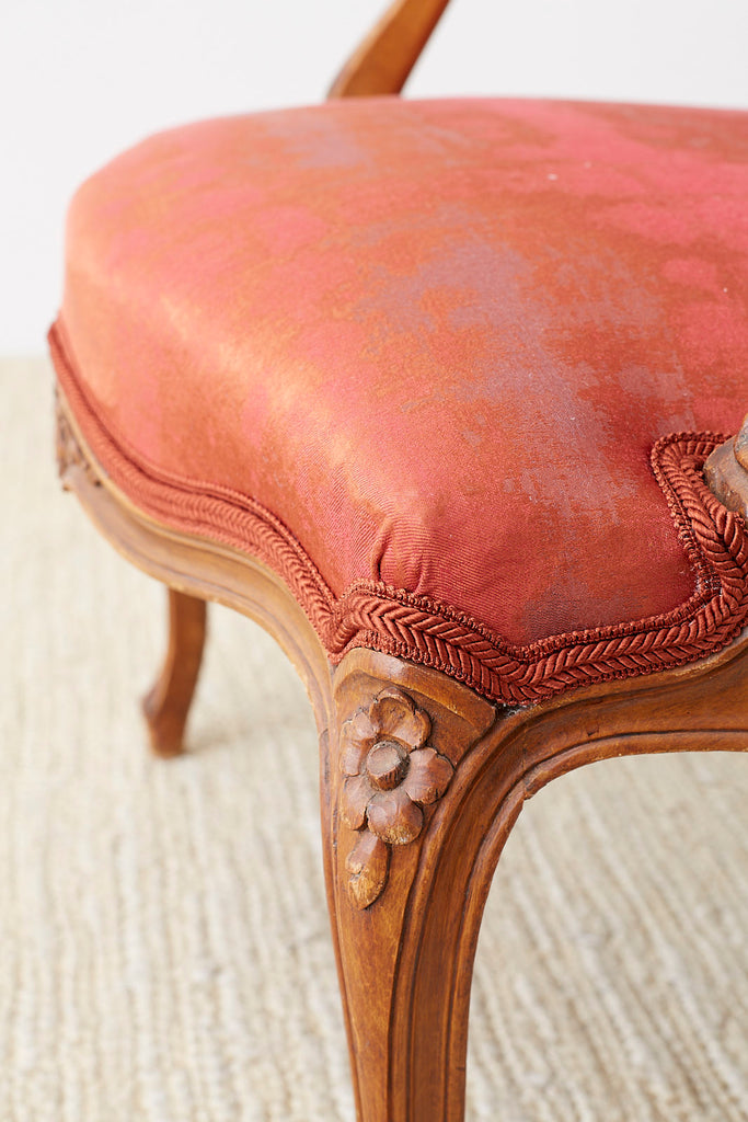 Pair of 19th Century Louis XV Carved Walnut Armchairs