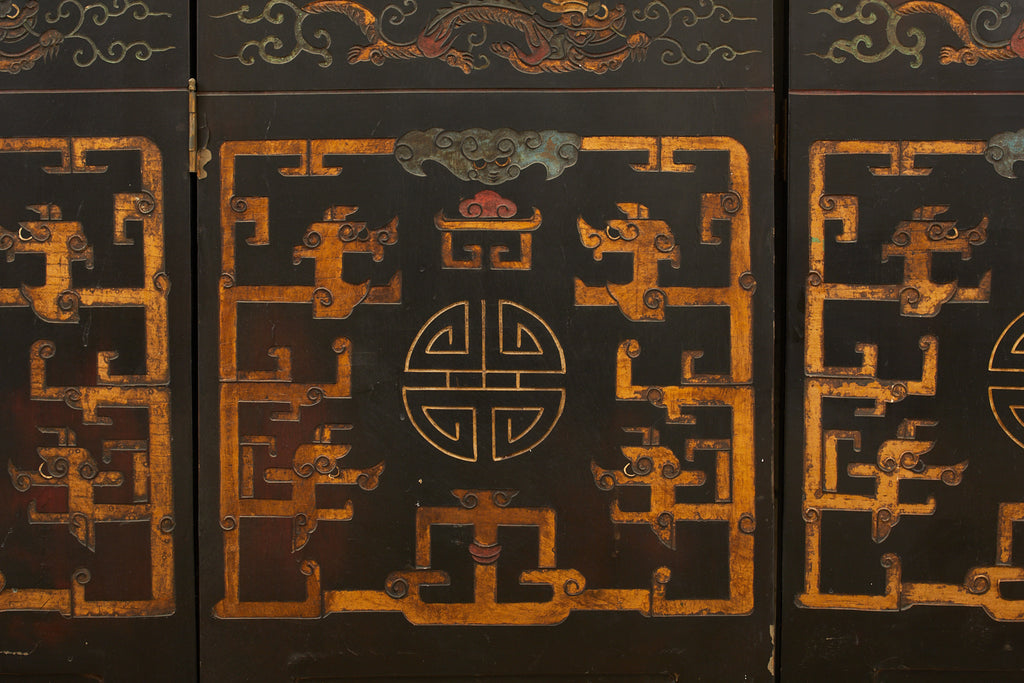 Chinese Qing Twelve Panel Lacquered Coromandel Screen