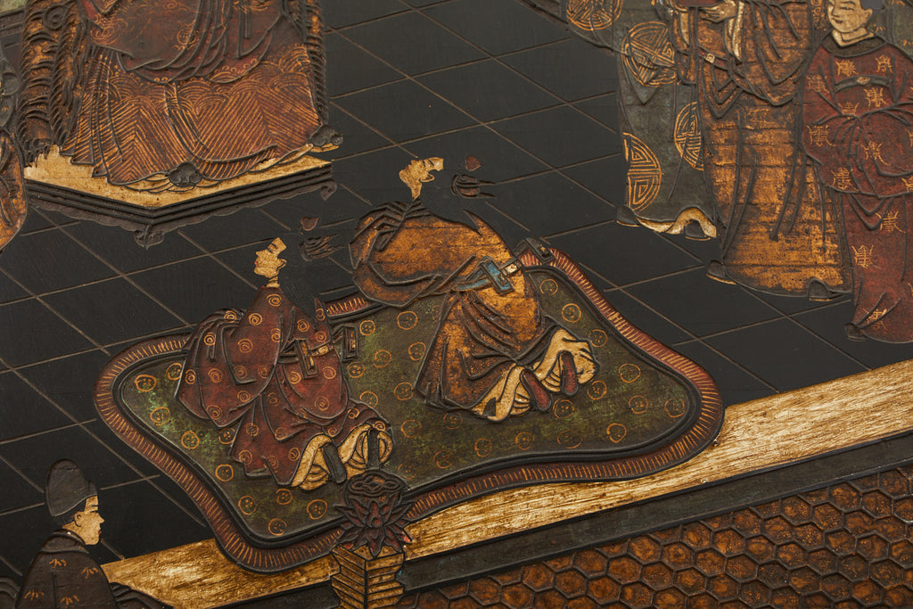 Chinese Qing Twelve Panel Lacquered Coromandel Screen