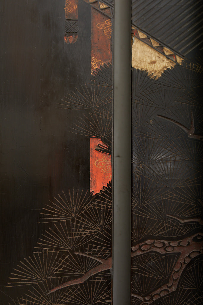 Chinese Qing Twelve Panel Lacquered Coromandel Screen