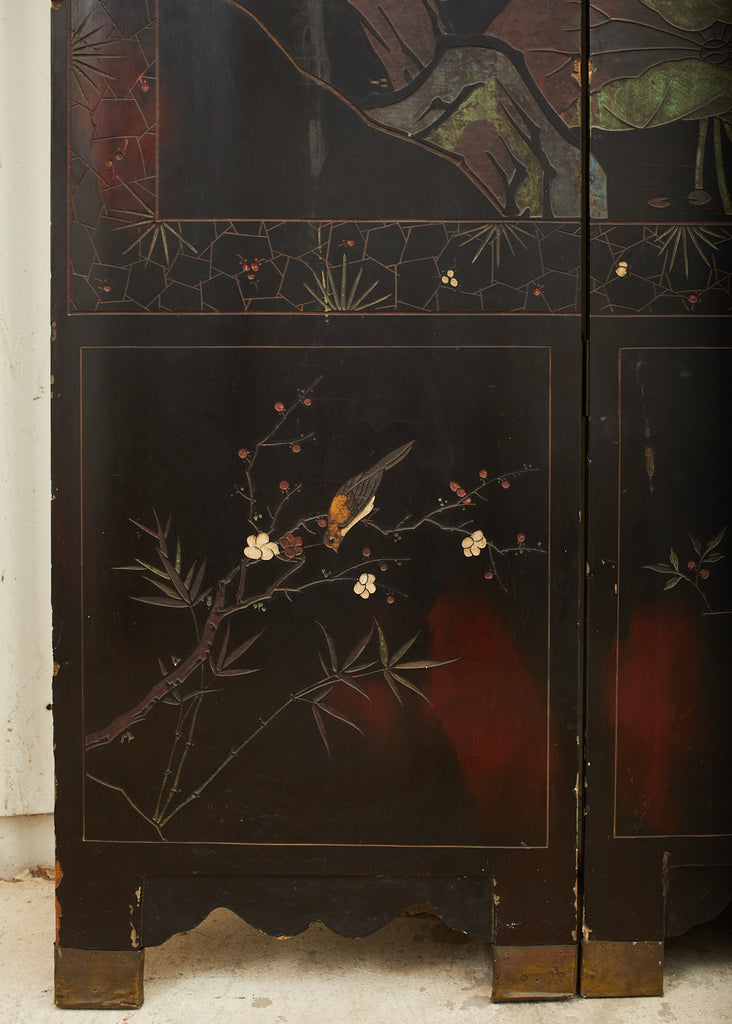 Chinese Qing Twelve Panel Lacquered Coromandel Screen