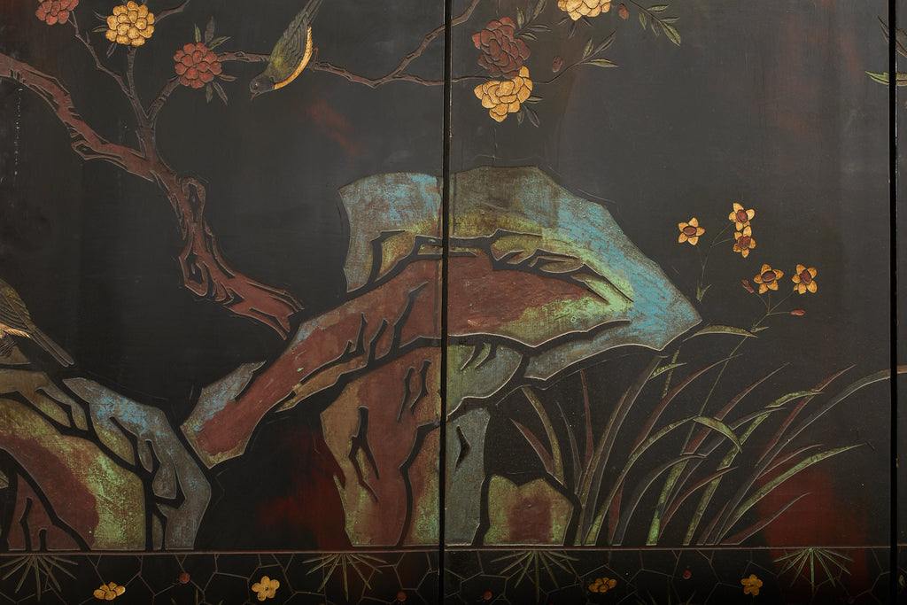 Chinese Qing Twelve Panel Lacquered Coromandel Screen