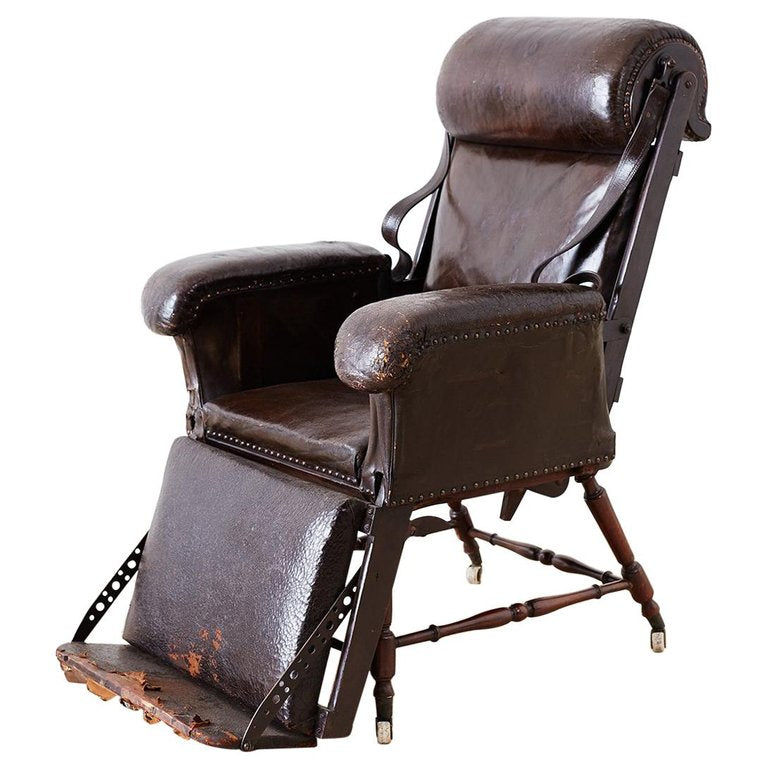 19th Century French Napoleon III Leather Reclining Armchair