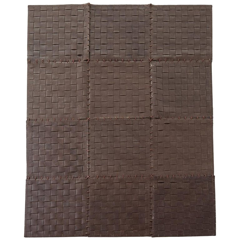 Woven Leather Strap Rug or Carpet