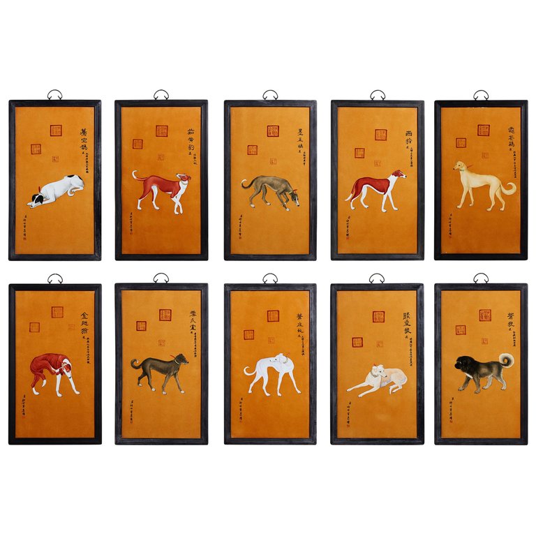 Set of Ten Qing Style Porcelain Plates after Lang Shining