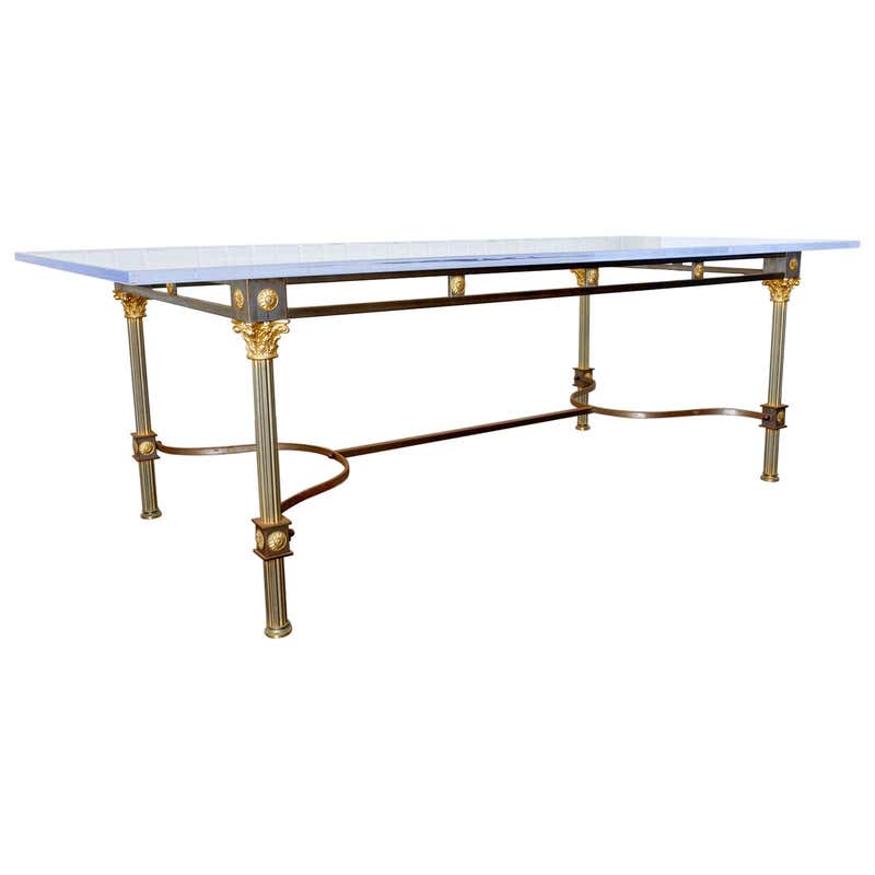 Maison Jansen Steel Brass Neoclassical Style Dining Table