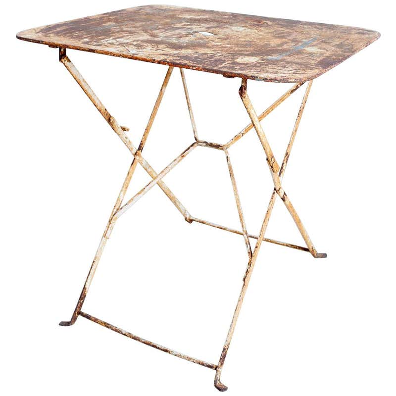 French Industrial Iron Folding Bistro Garden Table