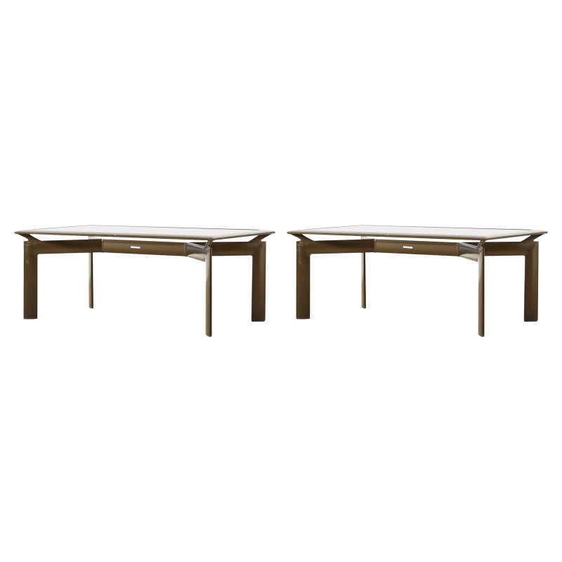 Pair of John Caldwell Bronzed Aluminum Patio Cocktail Tables