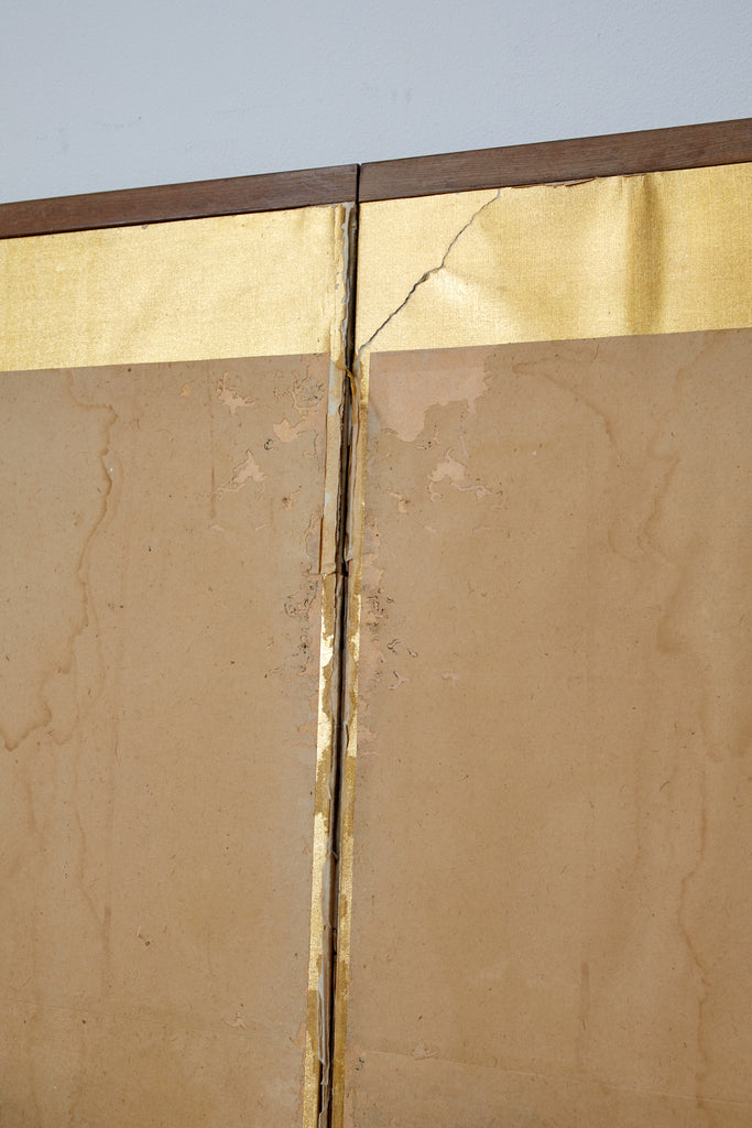 Japanese Six Panel Kano School Winter Landscape Screen