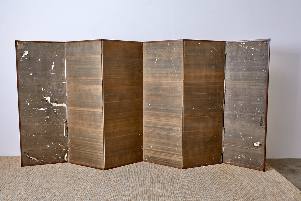 Japanese Six Panel Kano School Winter Landscape Screen