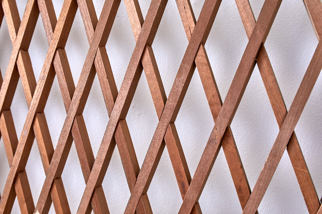 Pair of Chinese Geometric Lattice Window Panels