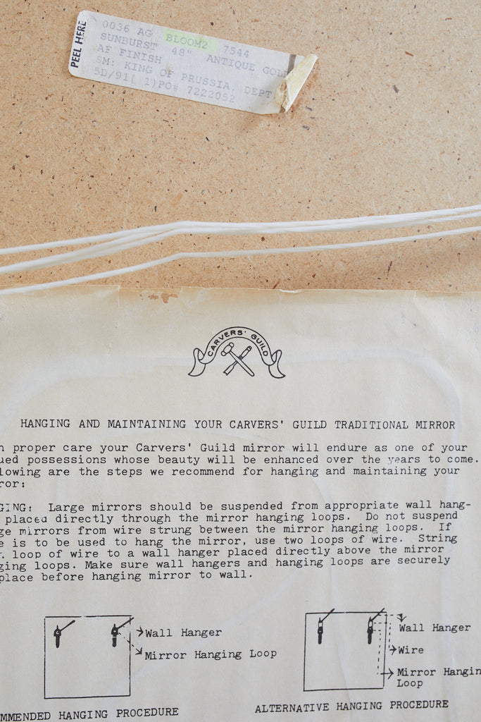 Large Giltwood Carved Convex Sunburst Mirror