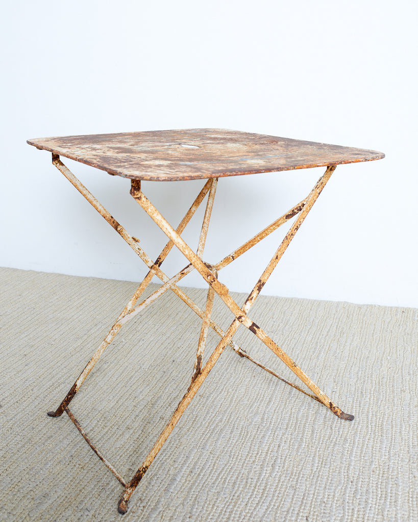 French Industrial Iron Folding Bistro Garden Table