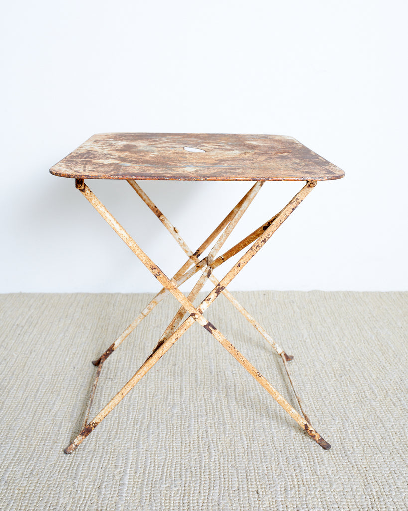 French Industrial Iron Folding Bistro Garden Table