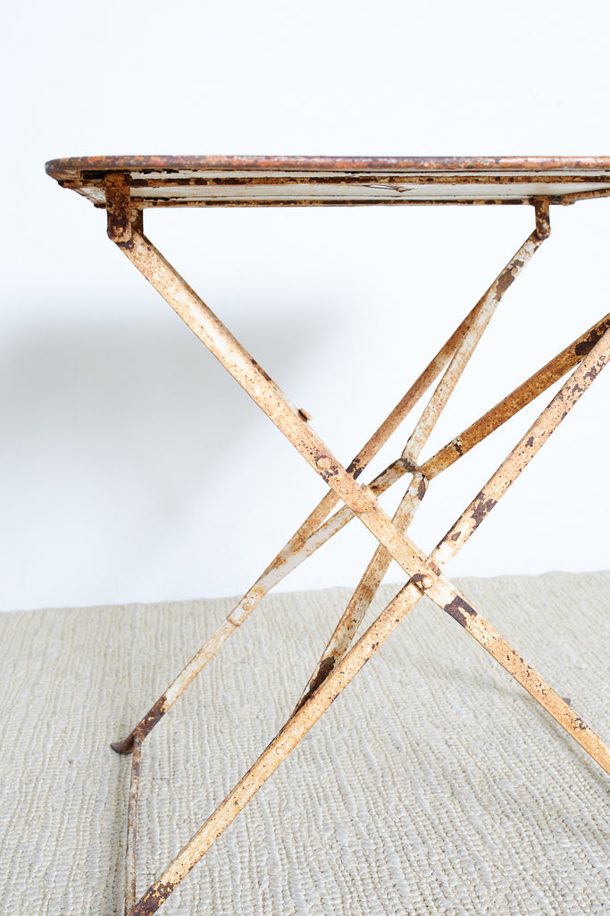French Industrial Iron Folding Bistro Garden Table